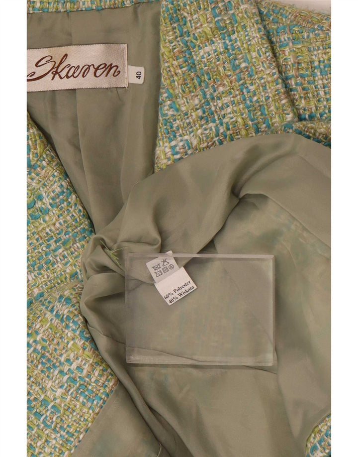 Vintage dame 3-knaps blazerjakke IT 40 Lille grøn ternet polyester