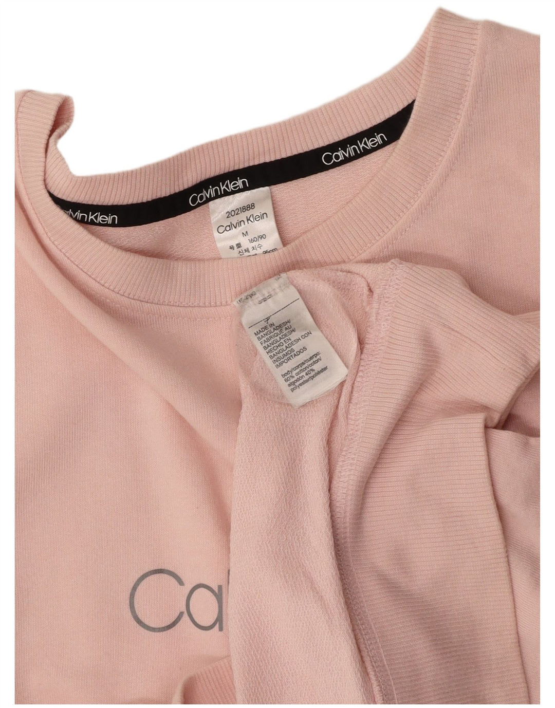 CALVIN KLEIN Dame grafisk sweatshirt trøje UK 14 Medium Pink Bomuld