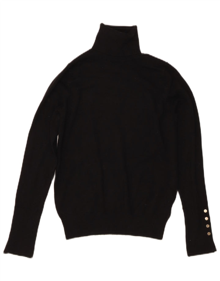 Zara Dame Roll Neck Jumper Sweater UK 10 Small Black Viscose