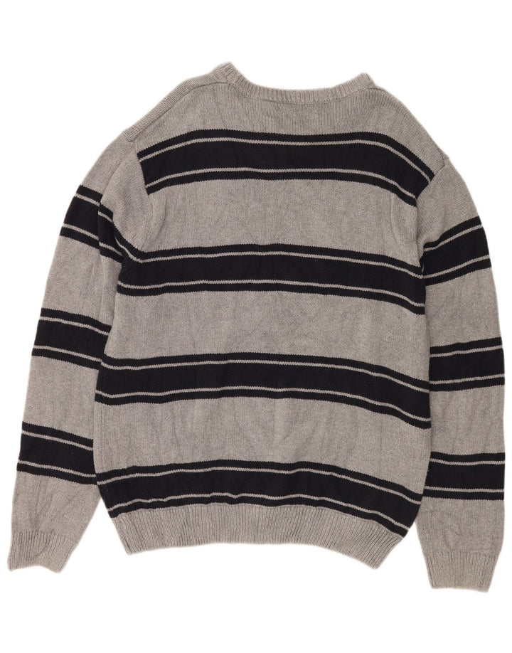 CHAPS Herre Boat Neck Jumper Sweater XL Grå Stribet Bomuld