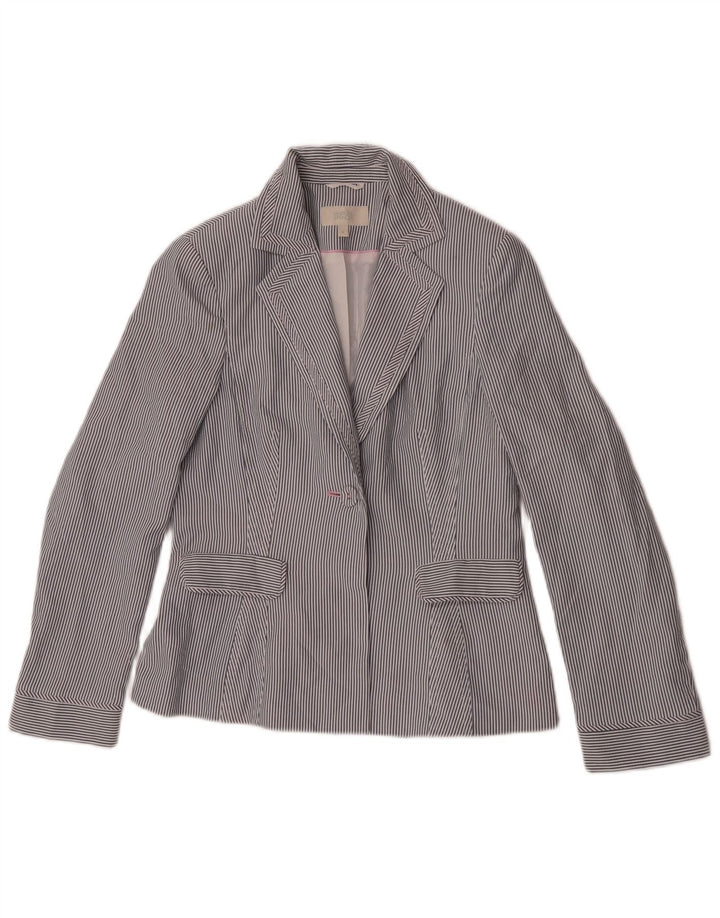 Marks & Spencer Dame 1 Knap Blazer Jacket UK 10 Small Blue Pinstripe