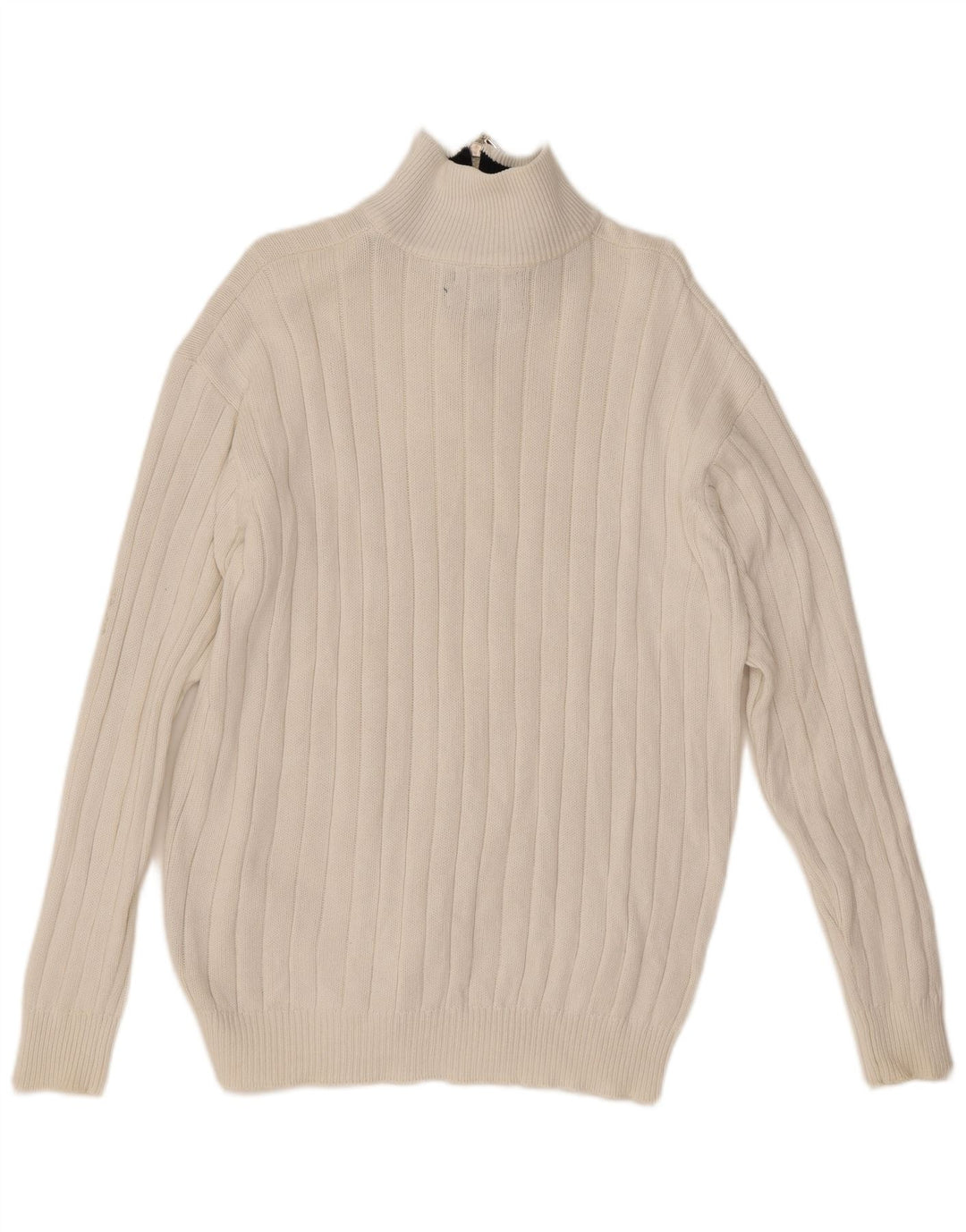 Tommy Hilfiger Herre Zip Neck Jumper Sweater Stor Hvid Bomuld