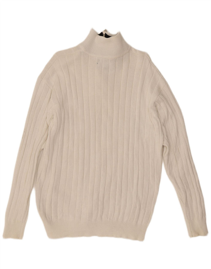 Tommy Hilfiger Herre Zip Neck Jumper Sweater Stor Hvid Bomuld