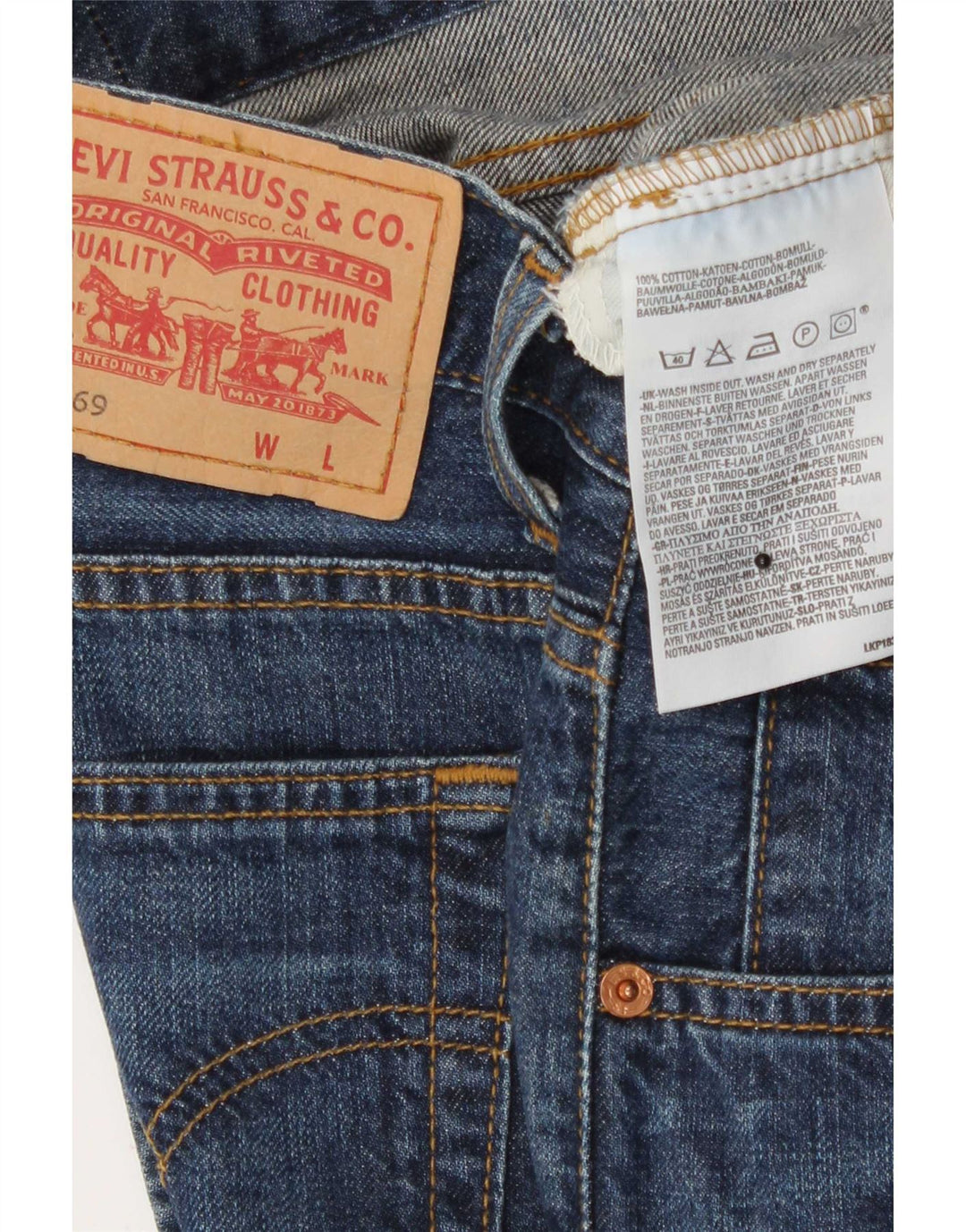 Levi's Dame 669 denimnederdel W28 Mellem marineblå bomuld
