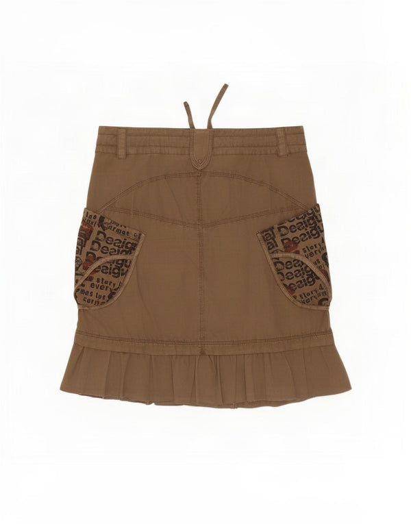 Desigual Dame Grafisk Cargo Nederdel EU 44 XL W36 Khaki Bomuld