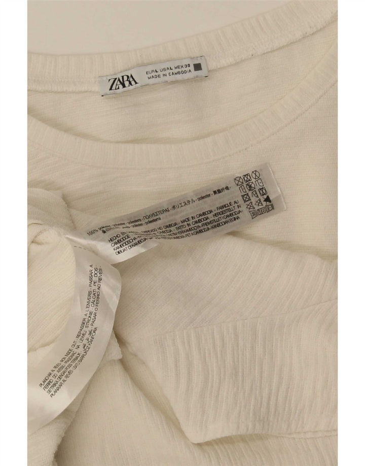 Zara Dame Bluse Top UK 16 Large White Polyester