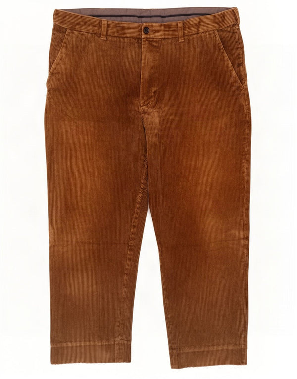 Marks & Spencer Mens Crop Corduroy Trousers W38 L25 Beige Cotton