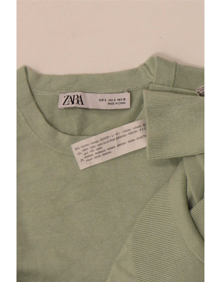 Zara Dame sweater med rund hals DK 8 Lille grøn viskose