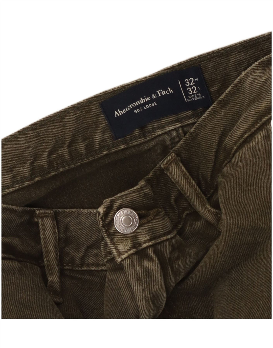ABERCROMBIE & FITCH Loose Fit Cargo-bukser til mænd W32 L32 Khaki 90'erne