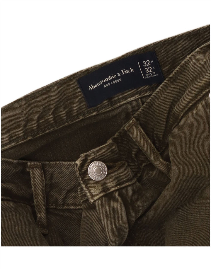 ABERCROMBIE & FITCH Loose Fit Cargo-bukser til mænd W32 L32 Khaki 90'erne