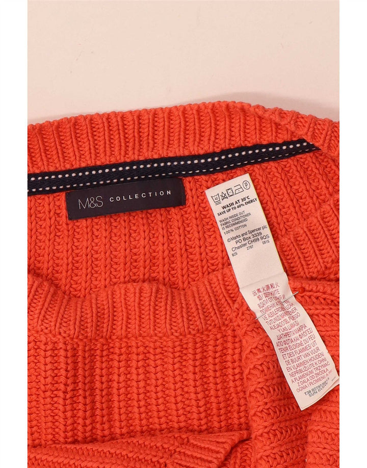 Marks & Spencer Dame Boat Neck Jumper Sweater UK 12 Medium Orange Bomuld
