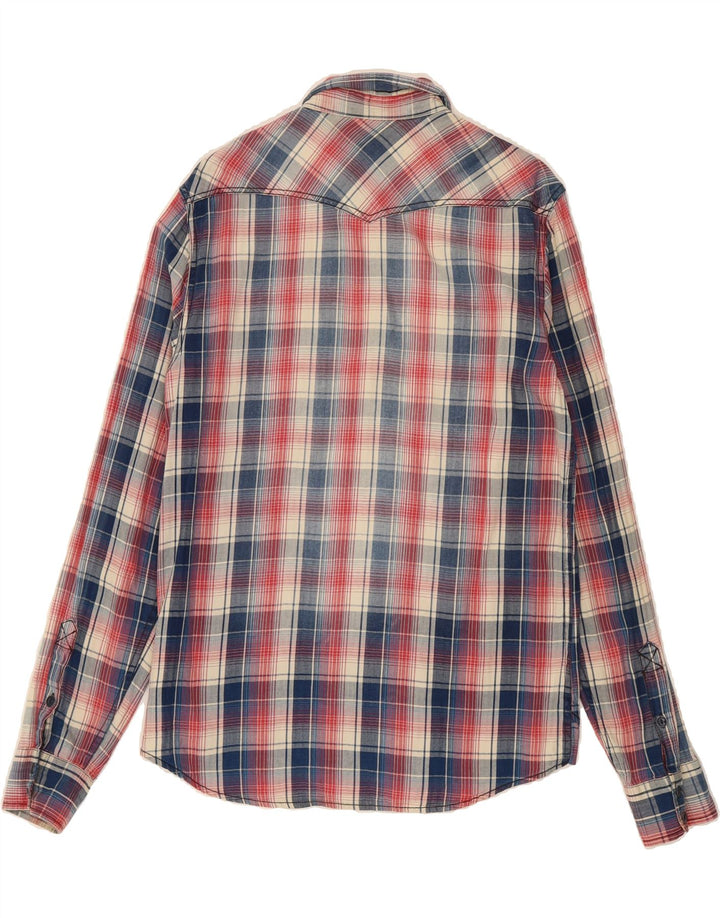 RIFLE Mens Flannel Shirt Large Navy Blue Check Cotton Vintage Rifle and Second-Hand Rifle from Messina Hembry 