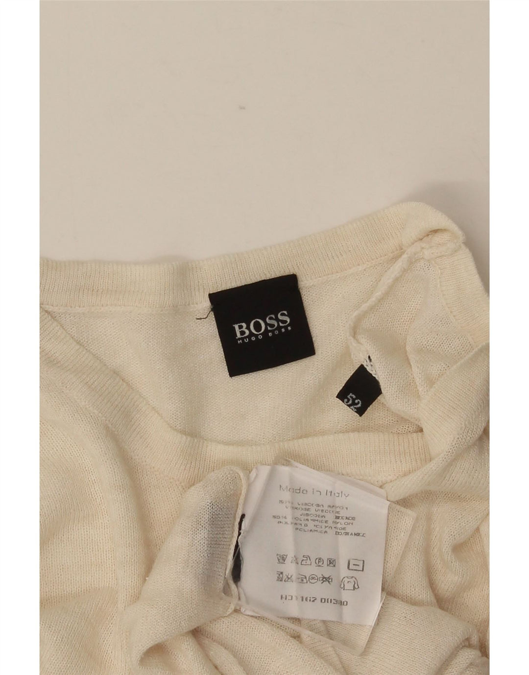 HUGO BOSS Herre T-Shirt Top IT 52 Stor Beige Viscose