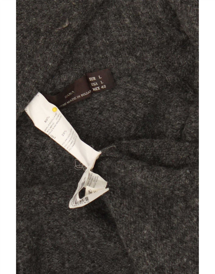 Zara Herre Cardigan Sweater Stor Grå Uld