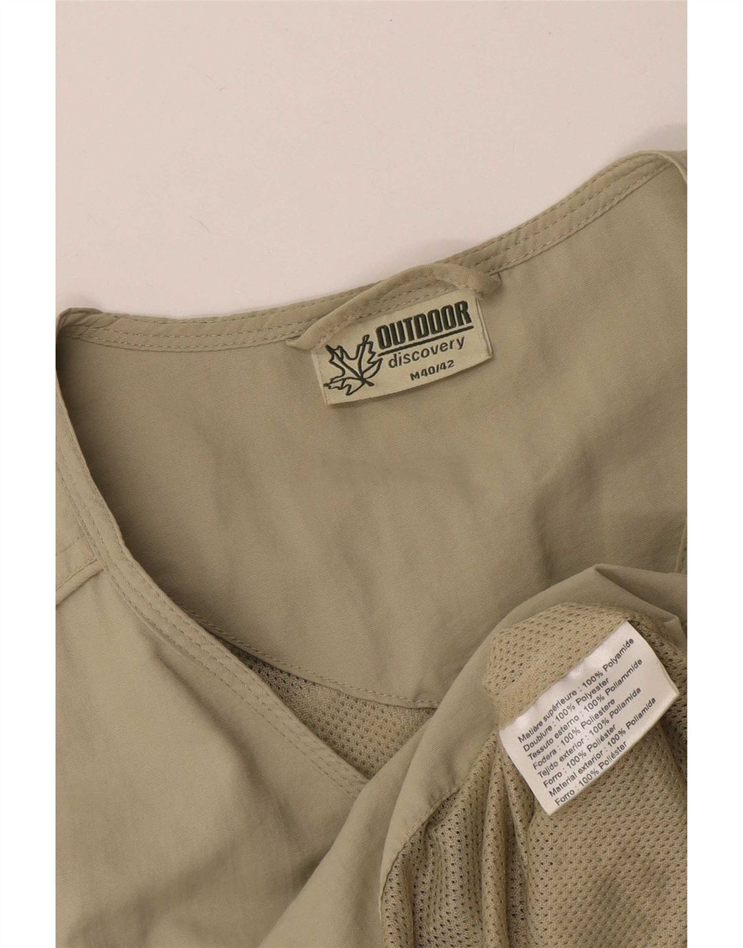Vintage Herre Utility Gilet UK 40/42 Medium Beige Polyester