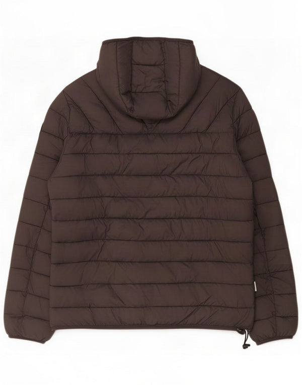 Napapijri Mens Hooded Padded Jacket UK 44 2XL Grey Polyamide