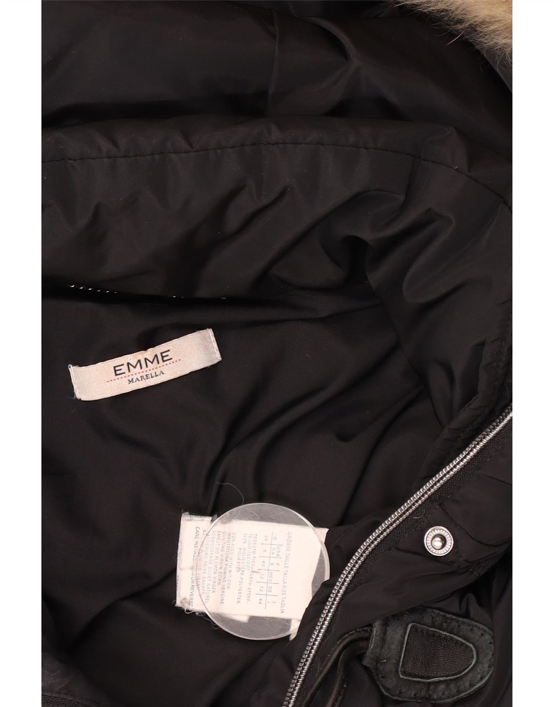 Marella Dame EMME Hooded Duffel Polstret Frakke UK 12 Medium Black Polyester