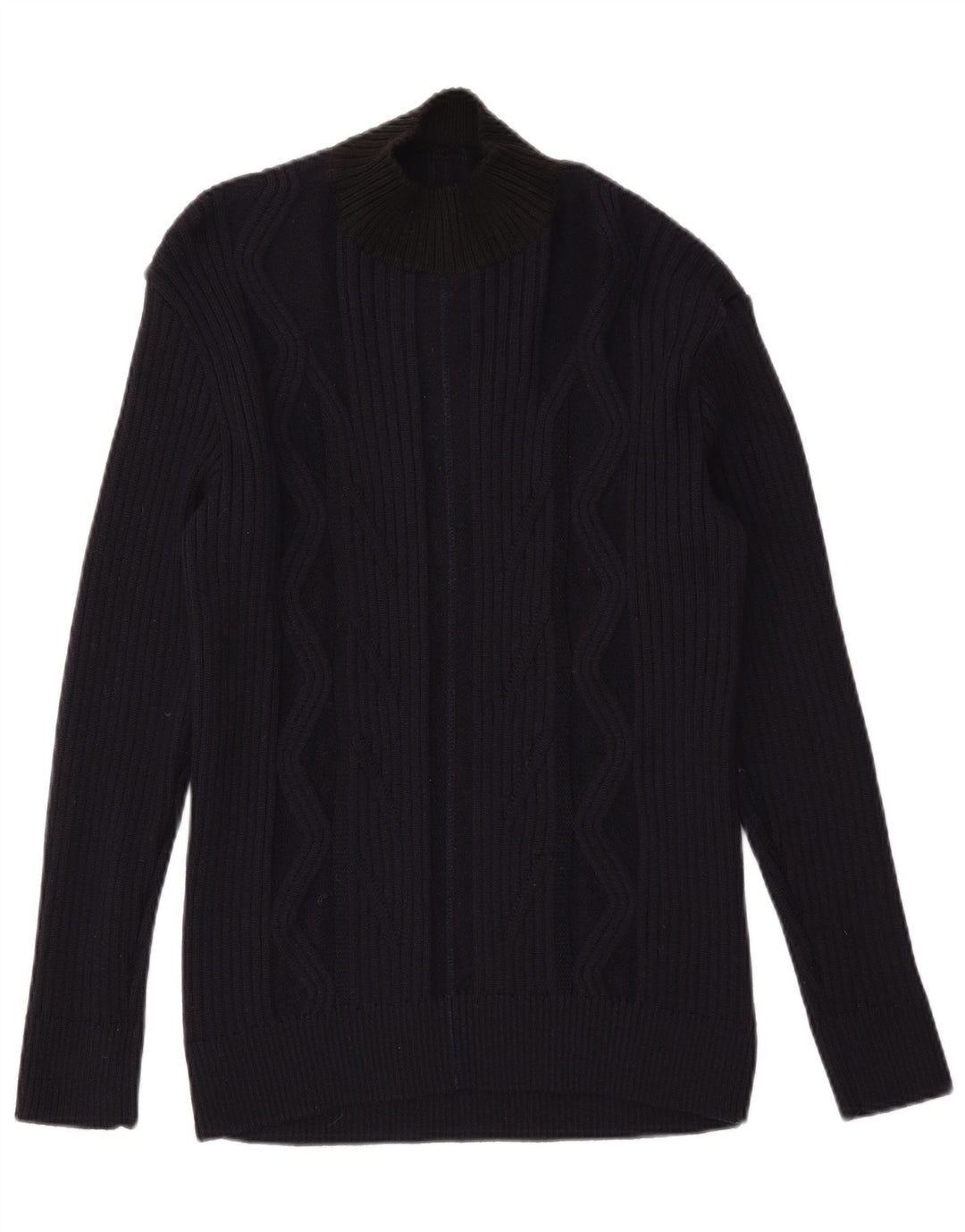 Vintage Herre Turtle Neck Jumper Sweater Large Navy Blue Colourblock