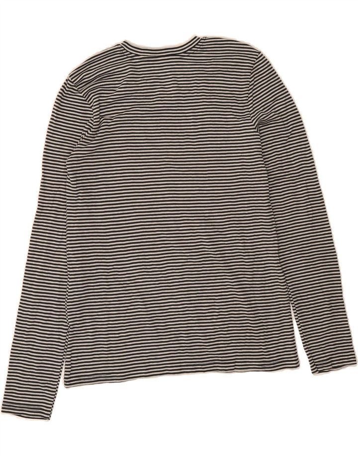 EDDIE BAUER Womens Top Long Sleeve UK 14 Large Black Striped Cotton Vintage Eddie Bauer and Second-Hand Eddie Bauer from Messina Hembry 
