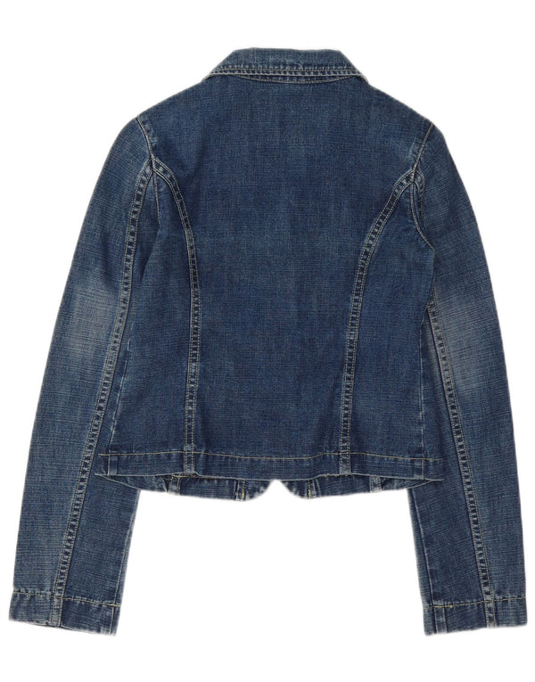 Benetton piger 2 knap denim blazerjakke 11-12 år XL blå bomuld