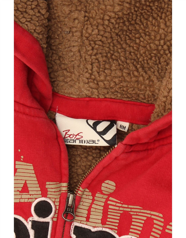 ANIMAL Boys Graphic Zip Hoodie Sweater 11-12 Years Medium Red Vintage Animal and Second-Hand Animal from Messina Hembry 