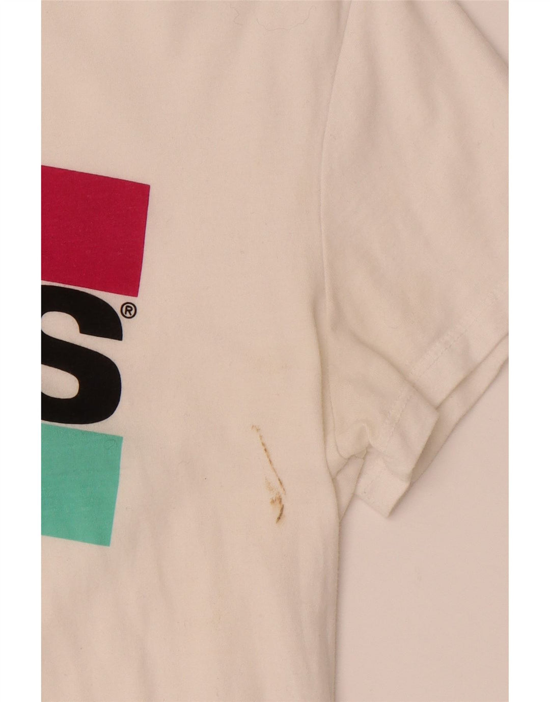 LEVI'S Womens Graphic T-Shirt Top UK 10 Small White Cotton Vintage Levi's and Second-Hand Levi's from Messina Hembry 
