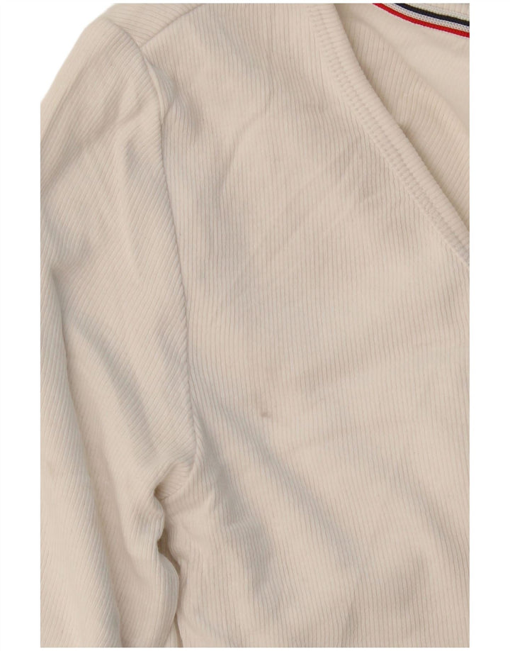 TOMMY HILFIGER Dame Crop Top Langærmet UK 8 Small White