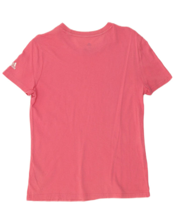 ADIDAS Grafisk T-shirt top til kvinder UK 12 Medium Pink Bomuld