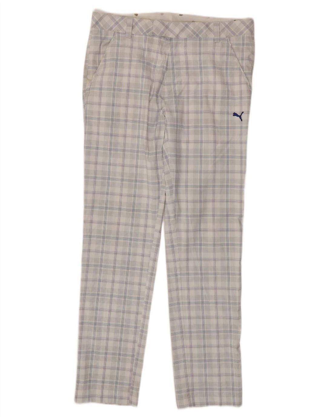 PUMA Slim Chino-bukser til mænd W34 L34 Hvid ternet polyester