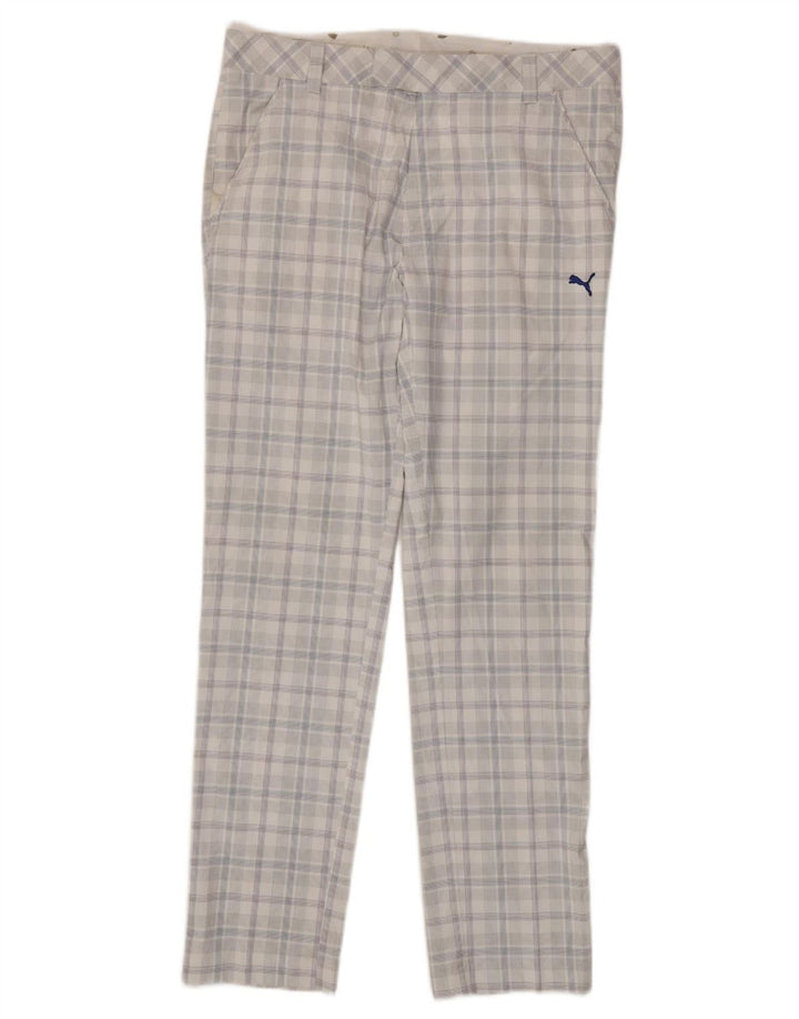 PUMA Slim Chino-bukser til mænd W34 L34 Hvid ternet polyester