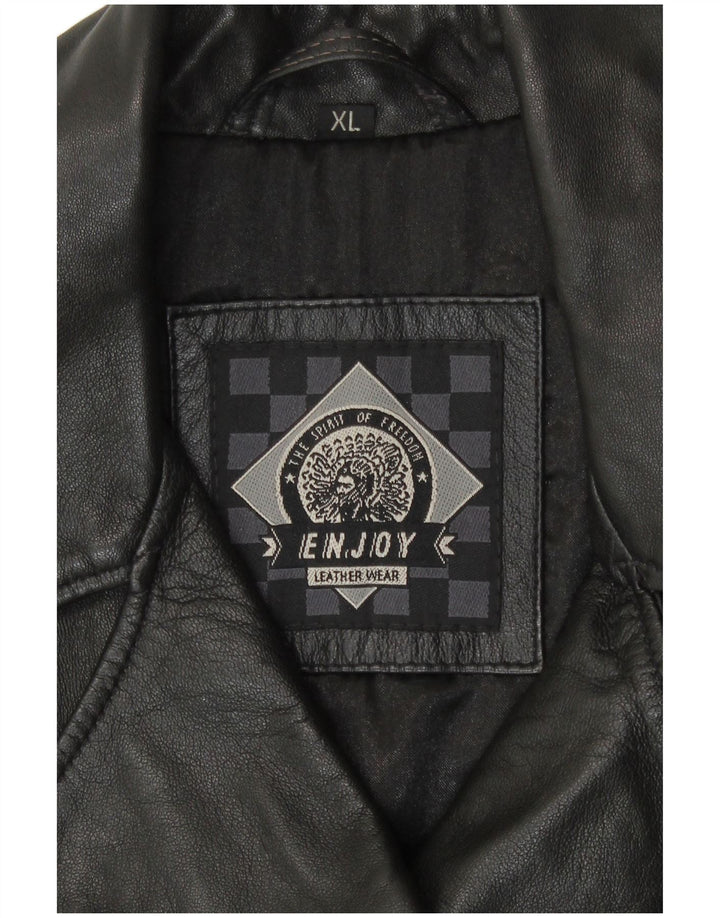 ENJOY Dame læderjakke UK 18 XL Sort