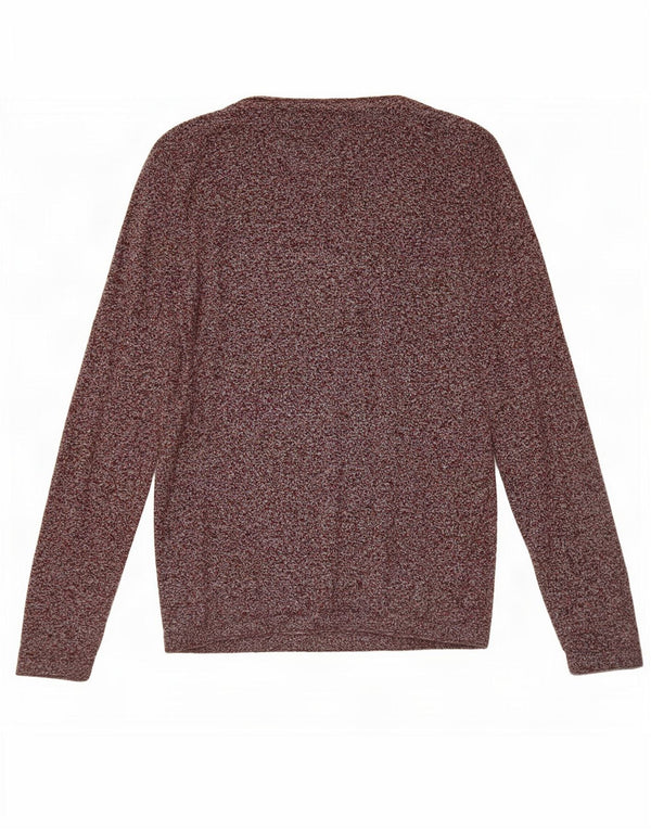 Zara Herre Boat Neck Jumper Sweater Large Bourgogne Flecked Bomuld