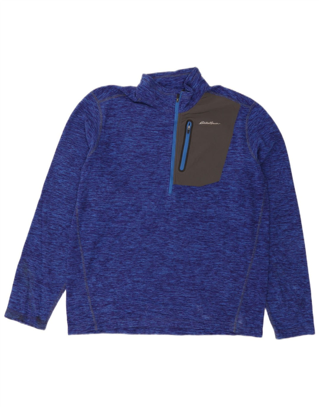 Eddie Bauer Herre lynlås-hals Fleece Jumper Large Blue Flecked Polyester
