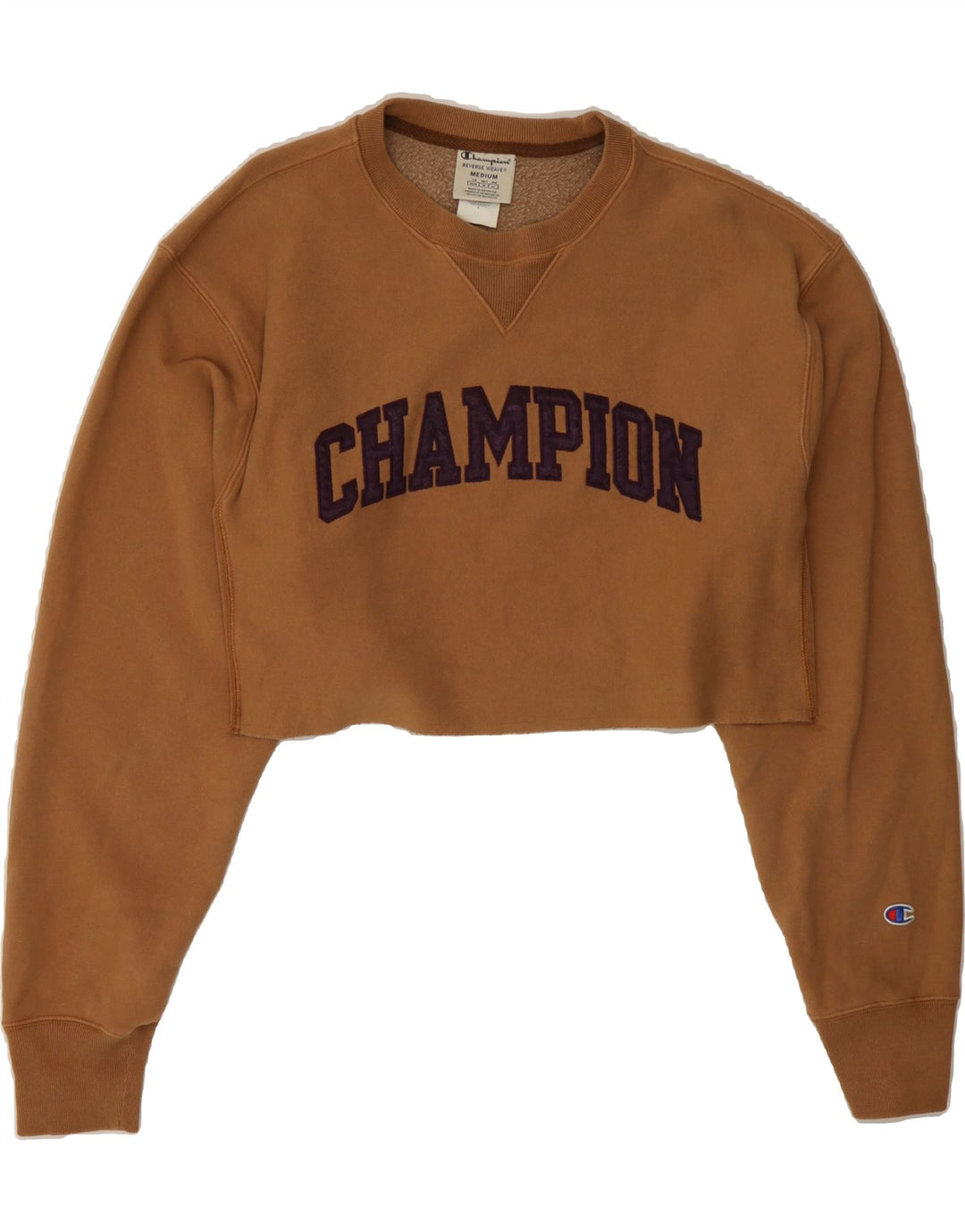 CHAMPION Womens Reverse Weave Graphic Sweatshirt Jumper UK 14 Medium Brown Vintage Champion and Second-Hand Champion from Messina Hembry 