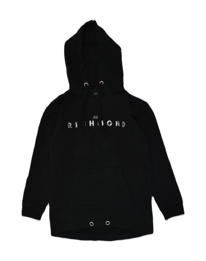 RICHMOND Girls Graphic Hoodie Jumper 9-10 Years Black Cotton | Vintage Richmond | Thrift | Second-Hand Richmond | Used Clothing | Messina Hembry 
