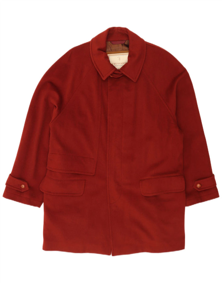 Trussardi Herre Overfrakke IT 48 Medium Maroon Virgin Wool