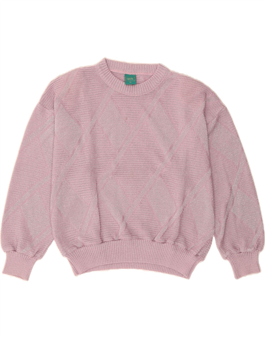 CANDA Womens Crew Neck Jumper Sweater IT 50 XL Purple Argyle/Diamond Vintage Canda and Second-Hand Canda from Messina Hembry 