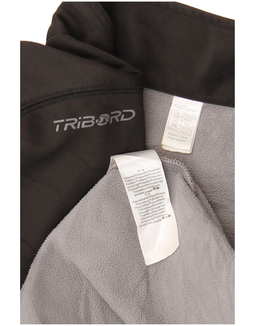 TRIBORD Sweatshirt med lynlås til mænd 3XL sort polyester