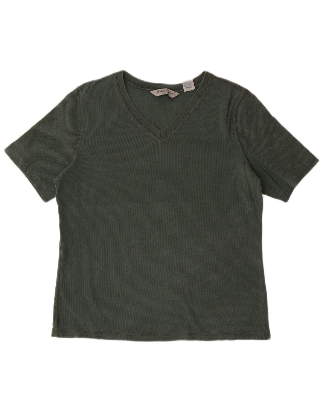 EDDIE BAUER Dame T-Shirt Top UK 14 Medium Grøn Bomuld