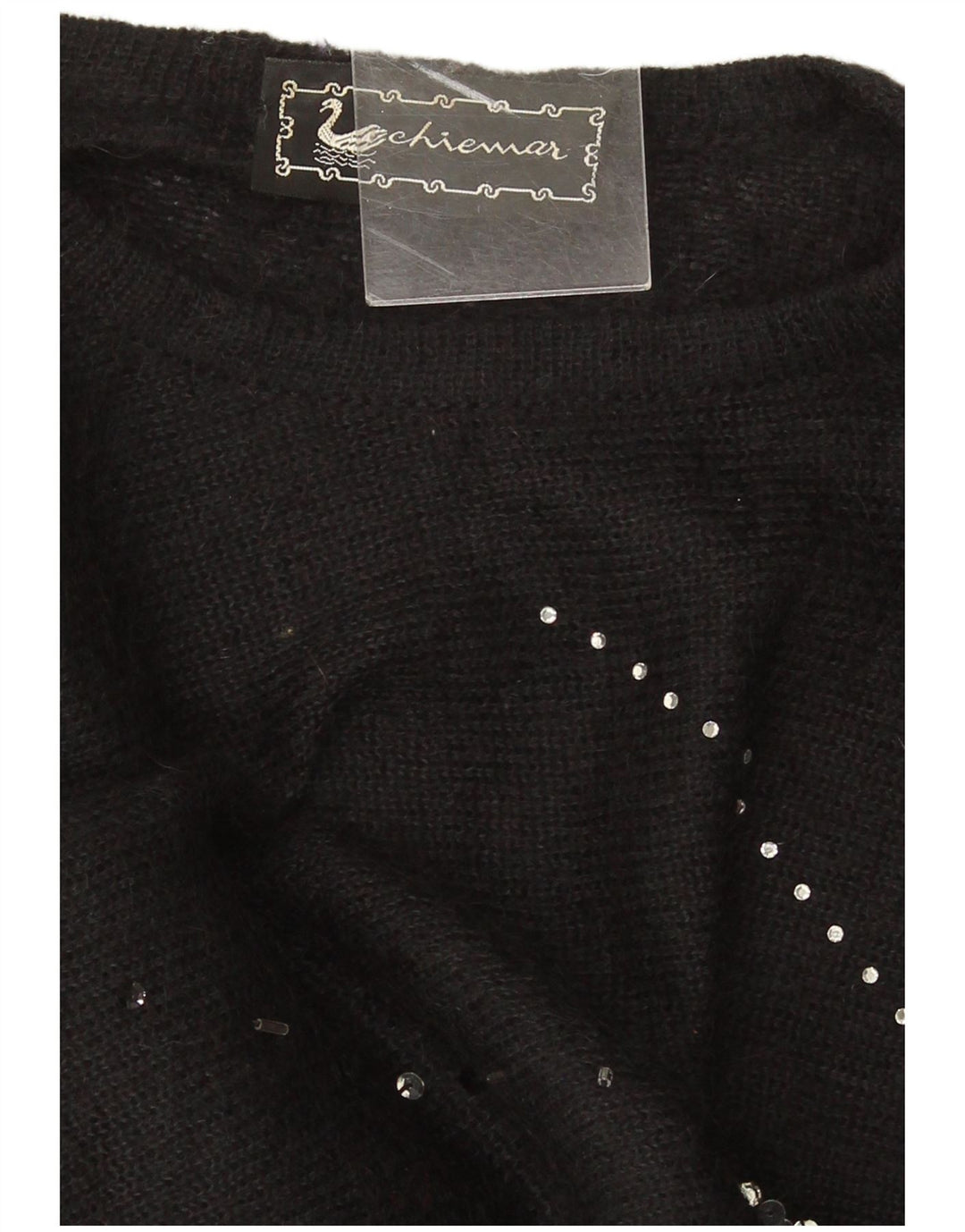 Vintage Kvinders Oversized Crop Crew Neck Jumper Sweater IT 46 Large Black