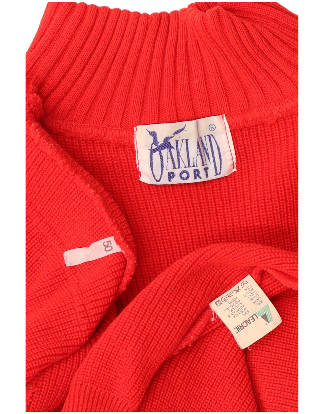 Vintage Herre Turtle Neck Jumper Sweater IT 50 Medium Rød Uld