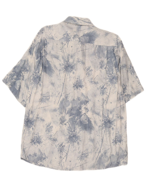 Vintage kortærmet herreskjorte Medium Blue Tie Dye