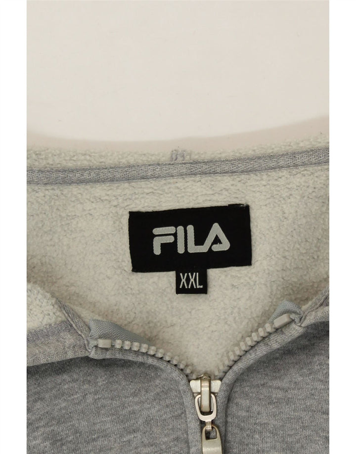 FILA Mens Graphic Zip Hoodie Sweater 2XL Grey Cotton Vintage Fila and Second-Hand Fila from Messina Hembry 