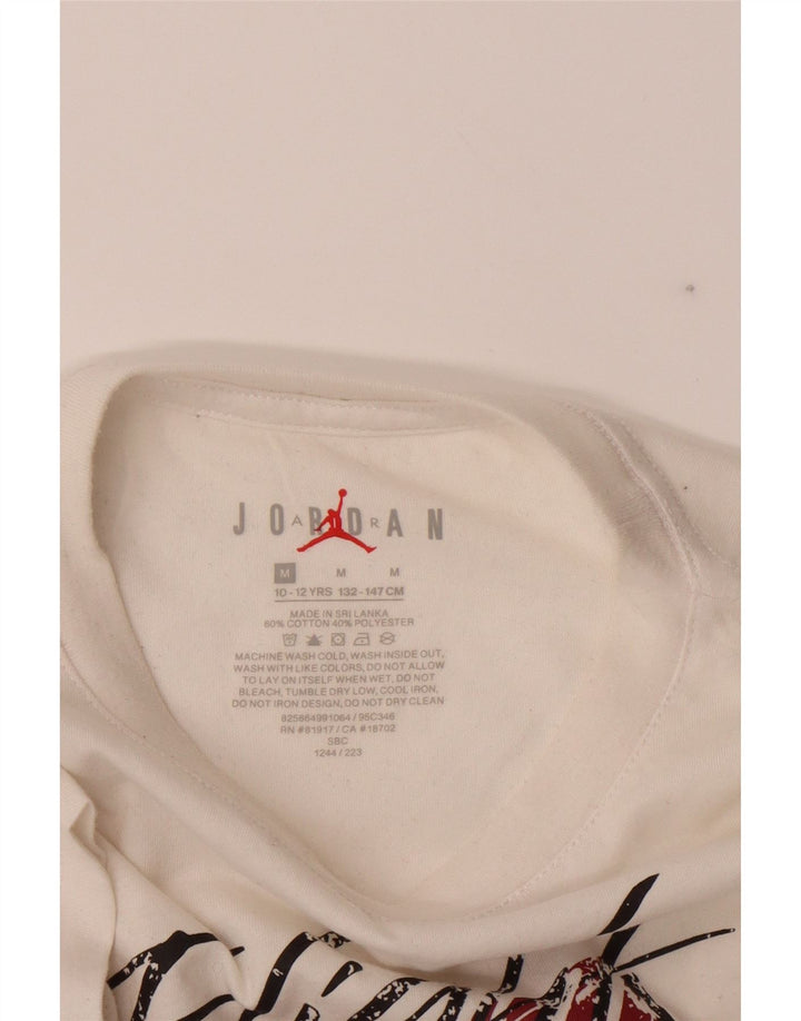 JORDAN Boys Graphic T-Shirt Top 10-11 Years Medium White Cotton Vintage Jordan and Second-Hand Jordan from Messina Hembry 
