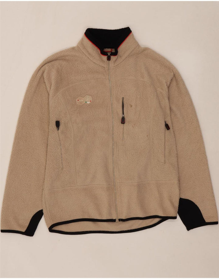 FILA Fleecejakke til mænd UK 40 Large Beige Colourblock Polyester