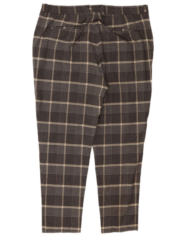 Zara Herre Tapered Chino-bukser EU 46 XL W36 L27 Grå ternet polyester
