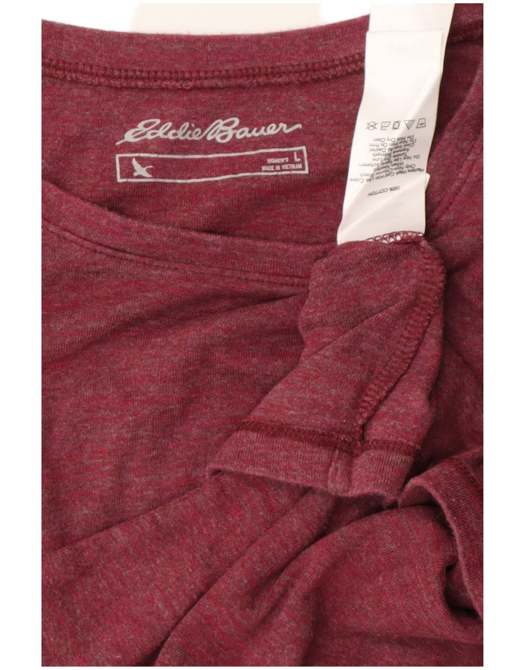 Eddie Bauer Dame Top Langærmet UK 14 Large Bourgogne Bomuld