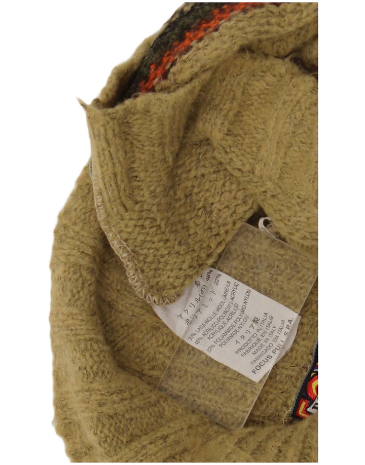Foxhound Herre Zip Neck Jumper Sweater Medium Khaki stribet uld
