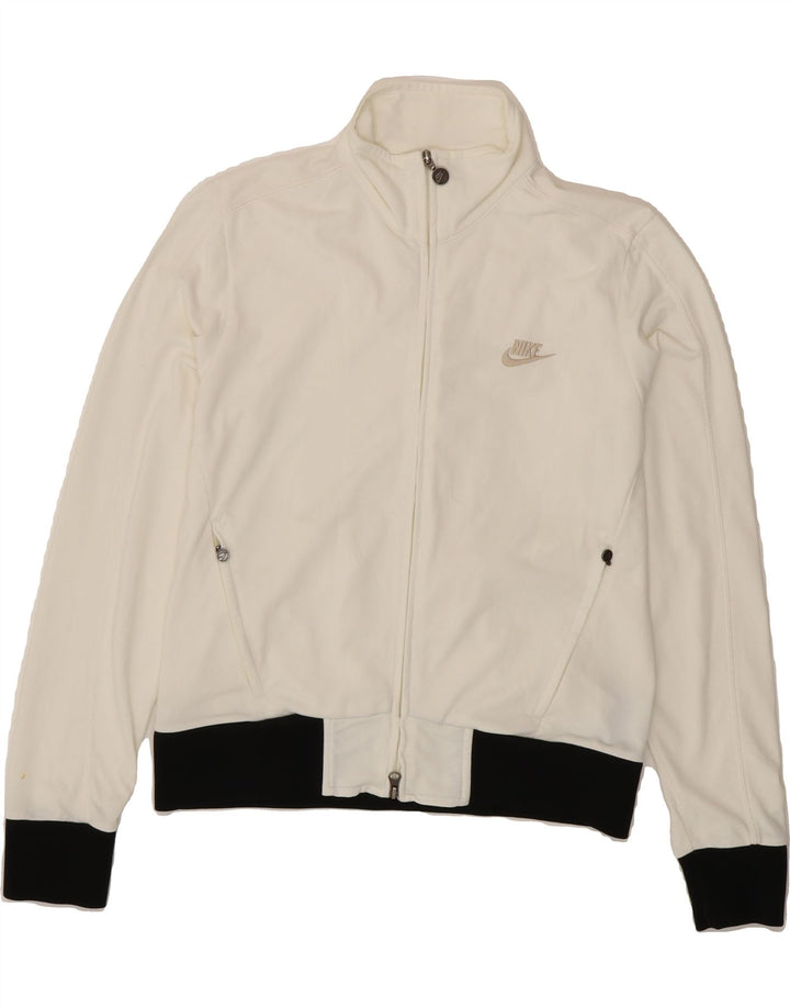 NIKE Womens Tracksuit Top Jacket UK 14 Large White Colourblock Polyester Vintage Nike and Second-Hand Nike from Messina Hembry 