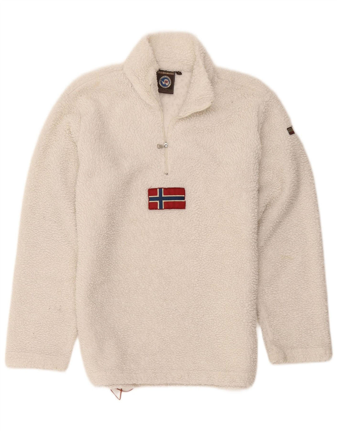 Napapijri Herre Geographic Zip Neck Fleece Jumper Lille hvid polyester